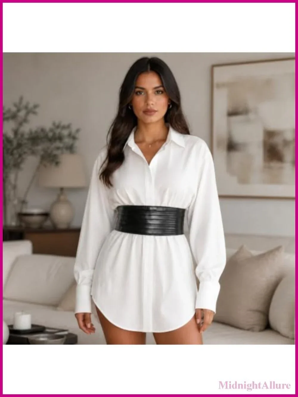 Wide Elastic Belt Faux Leather Waist Cinch for Dresses